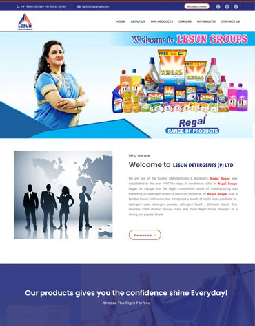 REGAL DETERGENTS website project by NABR Infotech