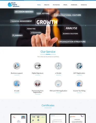 ADEEB DIGITAL SOLUTIONS website project by NABR Infotech