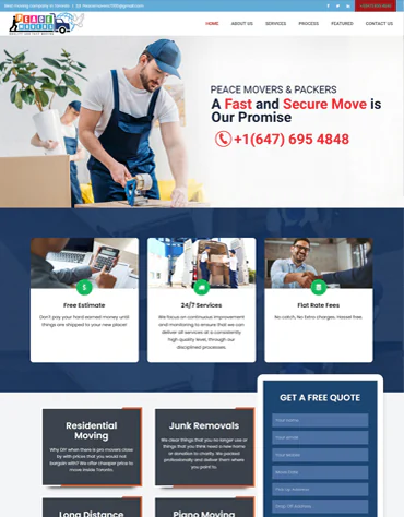 PEACE MOVERS CANADA website project by NABR Infotech